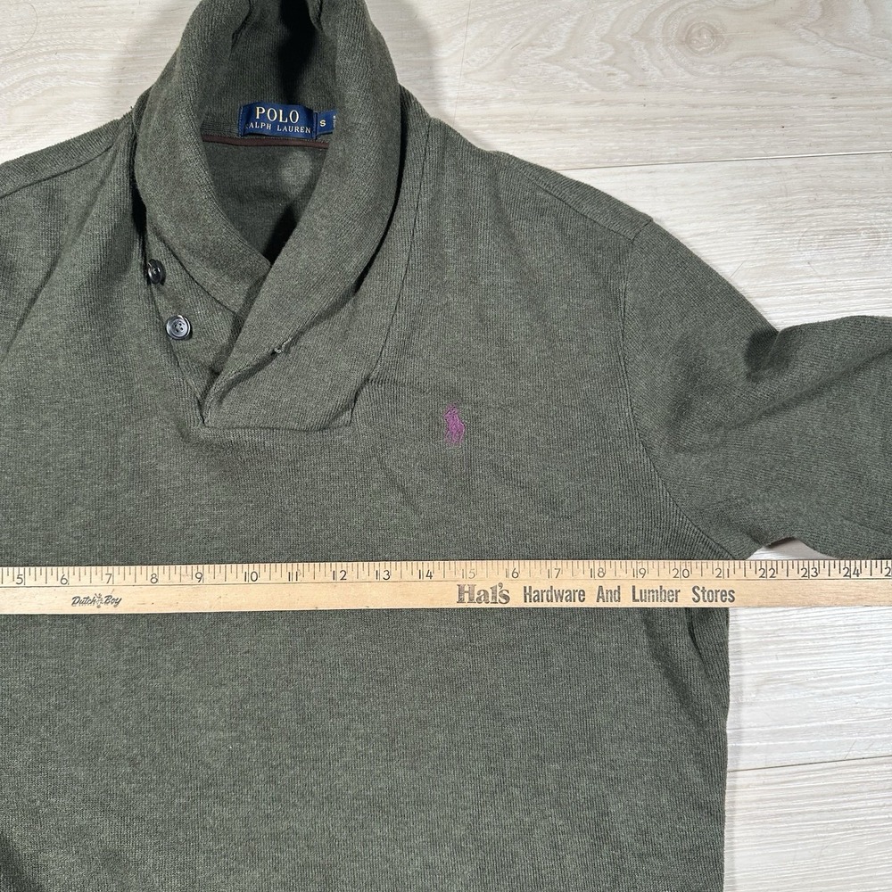 Polo Ralph Lauren Shawl Collar Pullover Sweater Mens Small Green Preppy Heritage - Picture 6 of 10